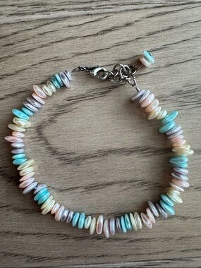 Pastel Multicolor Freshwater Pearl Shell Beaded Anklet Jewelry